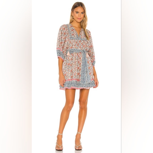 Cleobella Dresses & Skirts - Cleobella Magdalena Sunset Woodblock Printed Bohemian Mini Dress Size M
